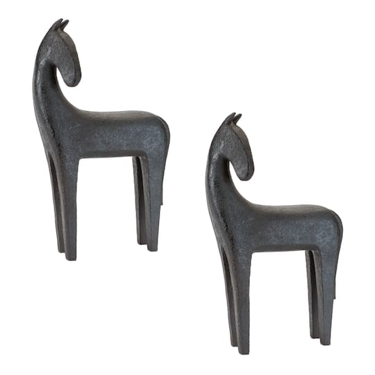 Melrose 18.5" Black Modern Horse Statues, 2ct. | Michaels®
